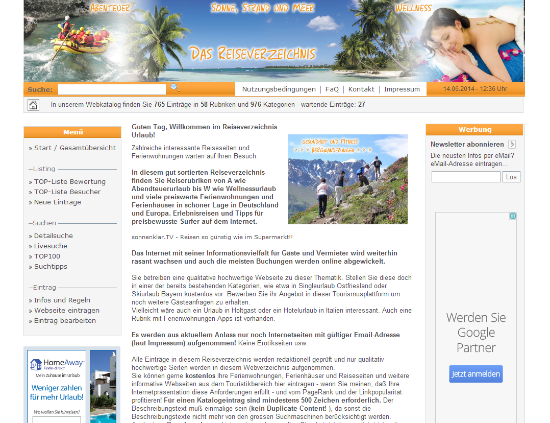 Reiseverzeichnis für Urlaub und Touristik