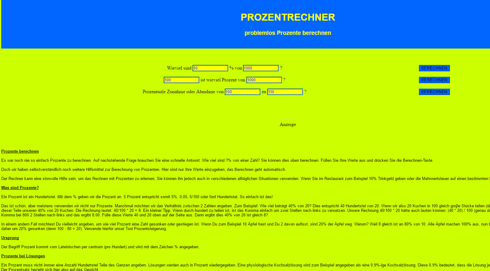 Prozentrechner Online