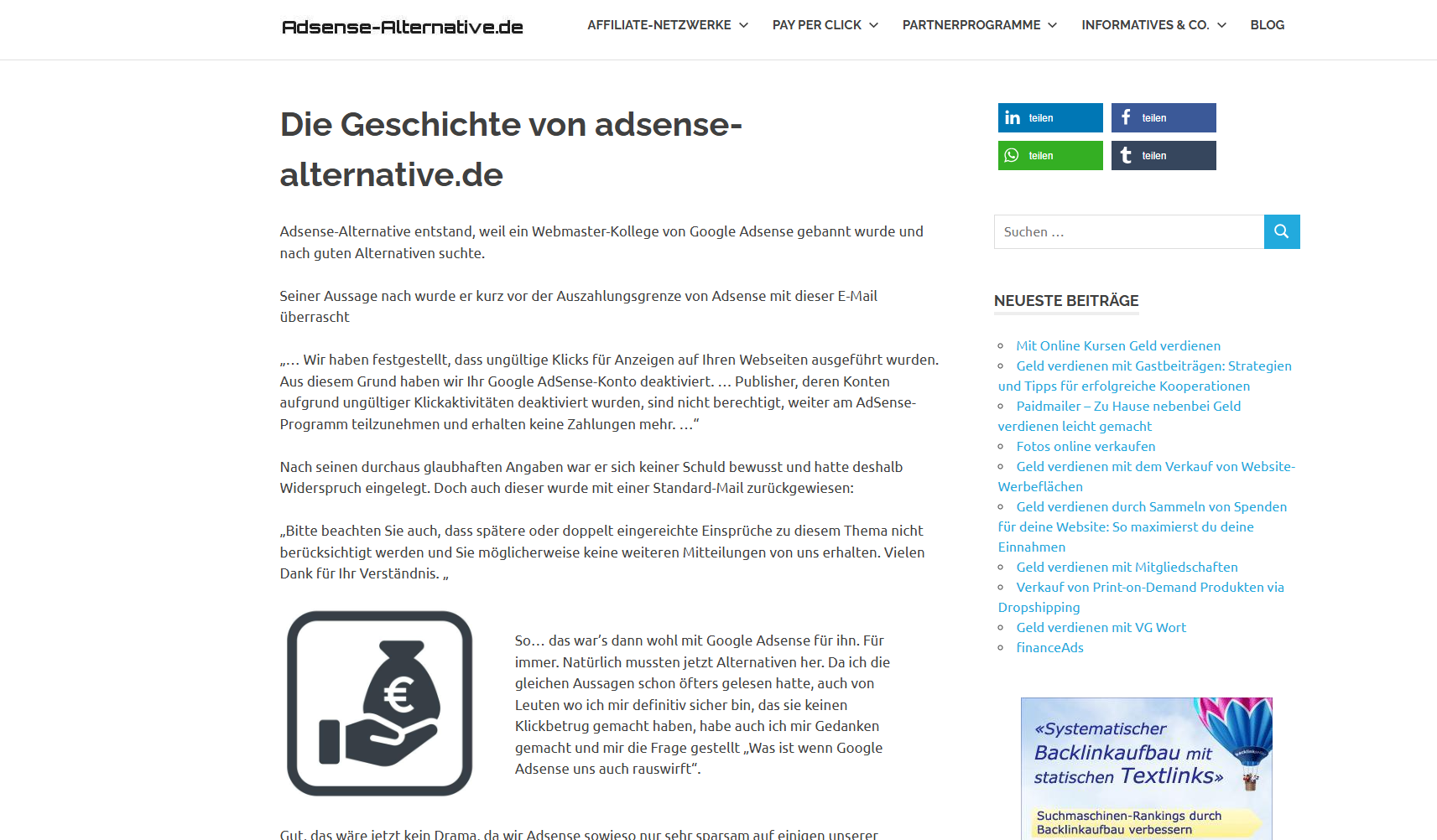 Adsense-Alternative - Geld verdienen online
