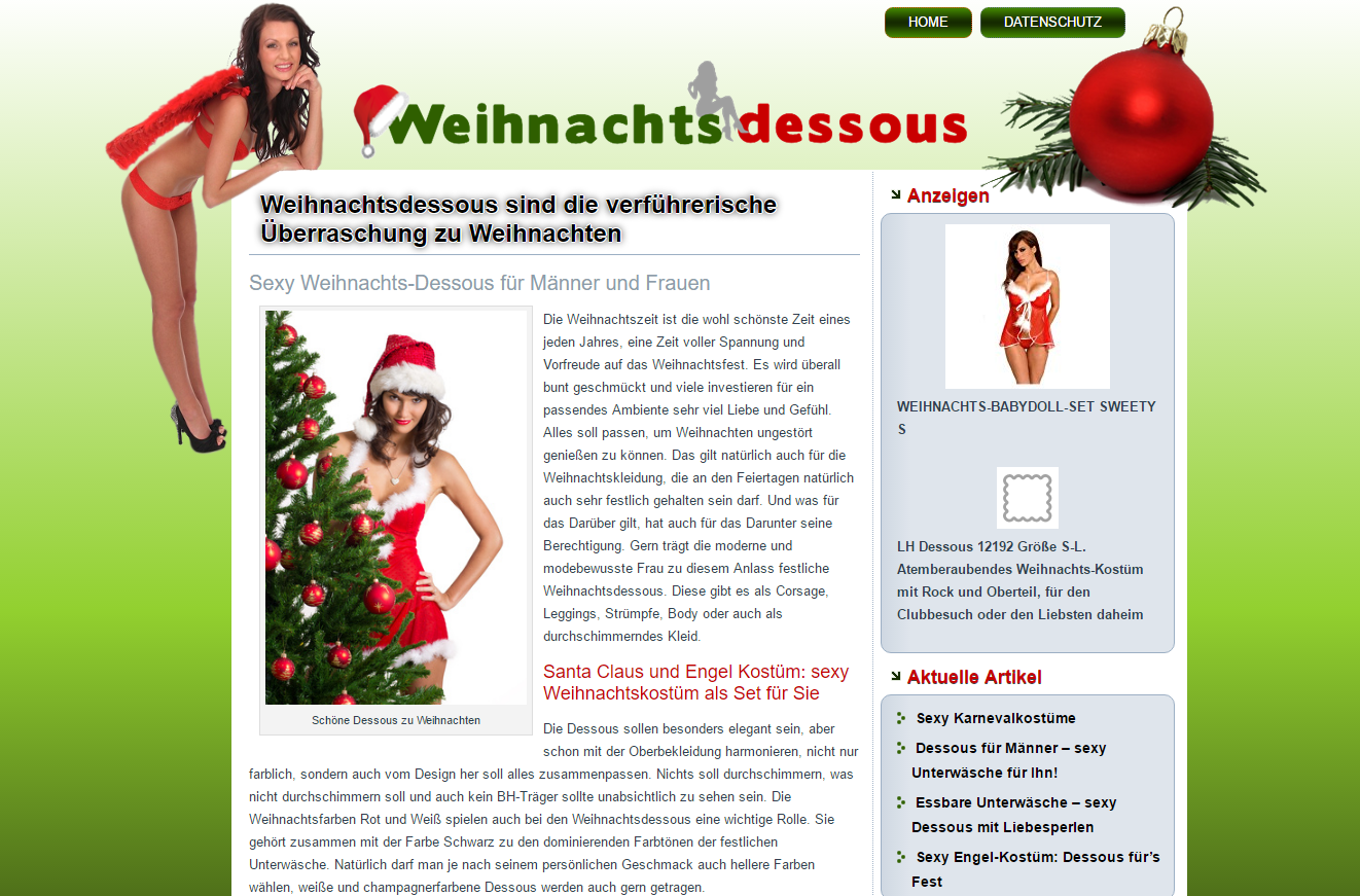 Details : Weihnachtsdessous für Sie und Ihn