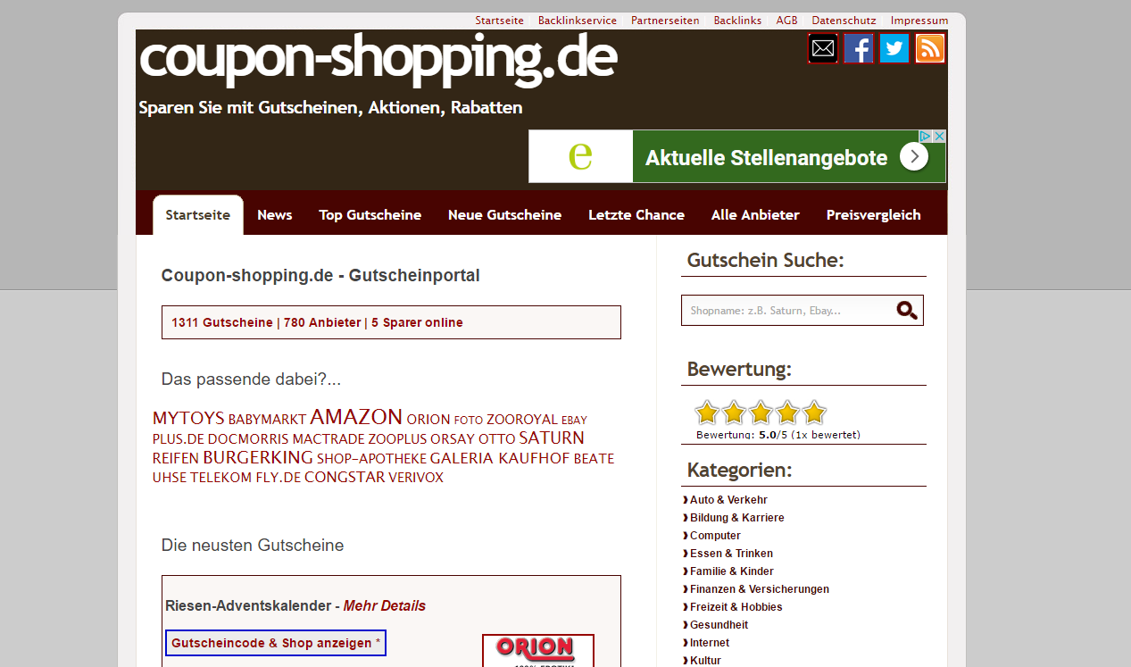 Coupon-shopping.de - Gutscheinportal