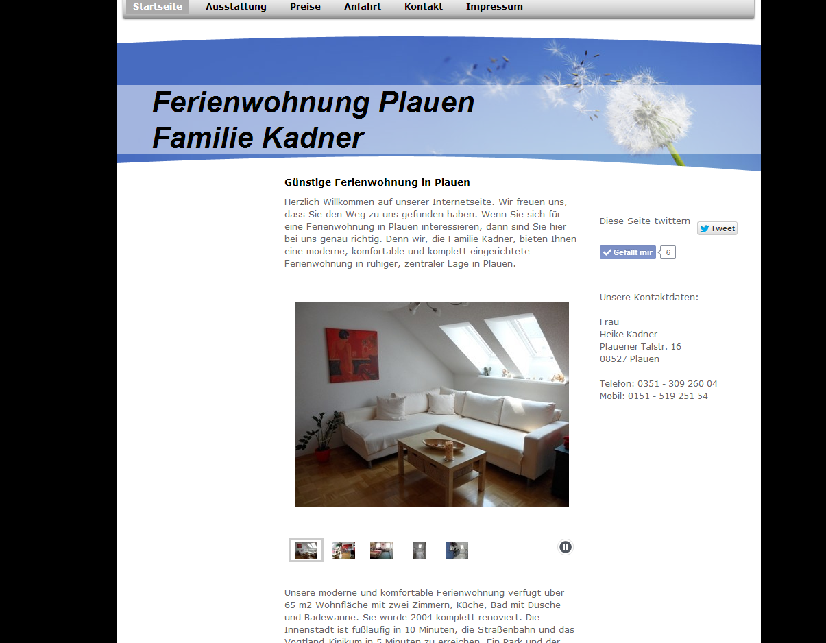 Details : Ferienwohnung in Plauen