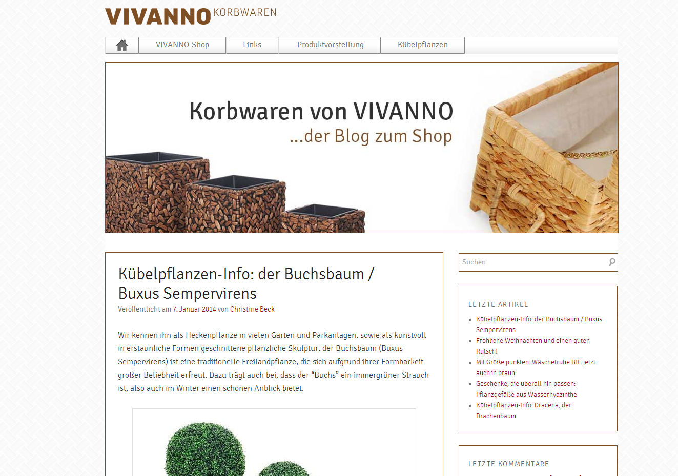 Details : Vivanno Korbwaren - das Blog - Korbwaren aus Rattan, Wasserhyazinthe, Polyrattan, Weide, Truhen, Wäschekörbe, Regalkörbe, Pflanzgefäße